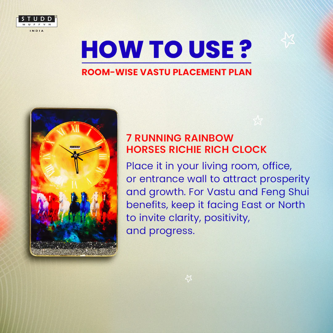 7 Running Rainbow Horses Richie Rich Wall Clock - Image 5