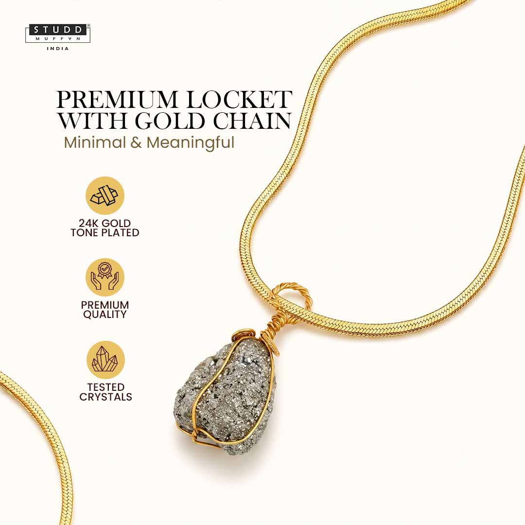 Aesthetic Pyrite Locket With Chain - Image 2