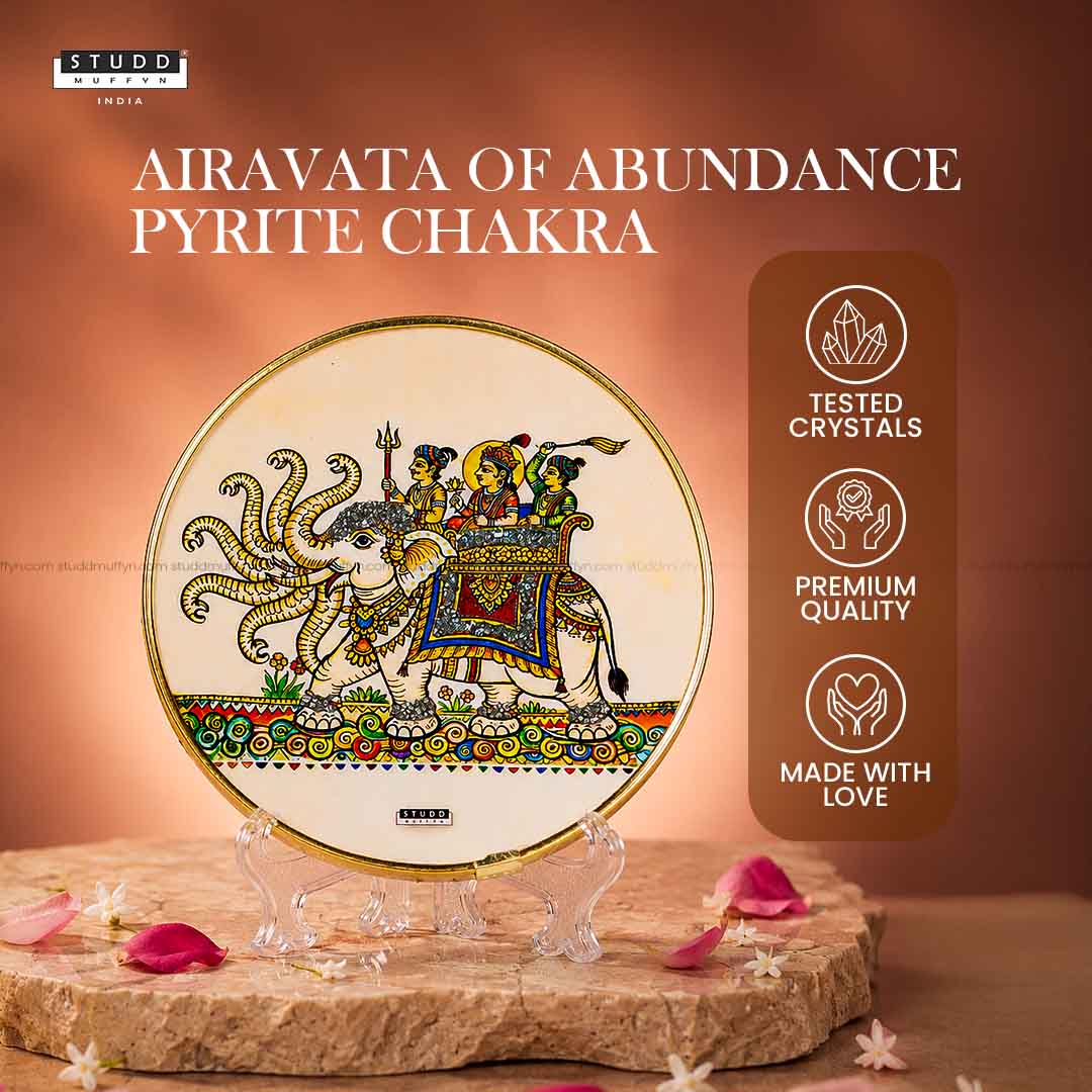 Airavata of Abundance Pyrite Chakra | Phad Art Frame - Image 2
