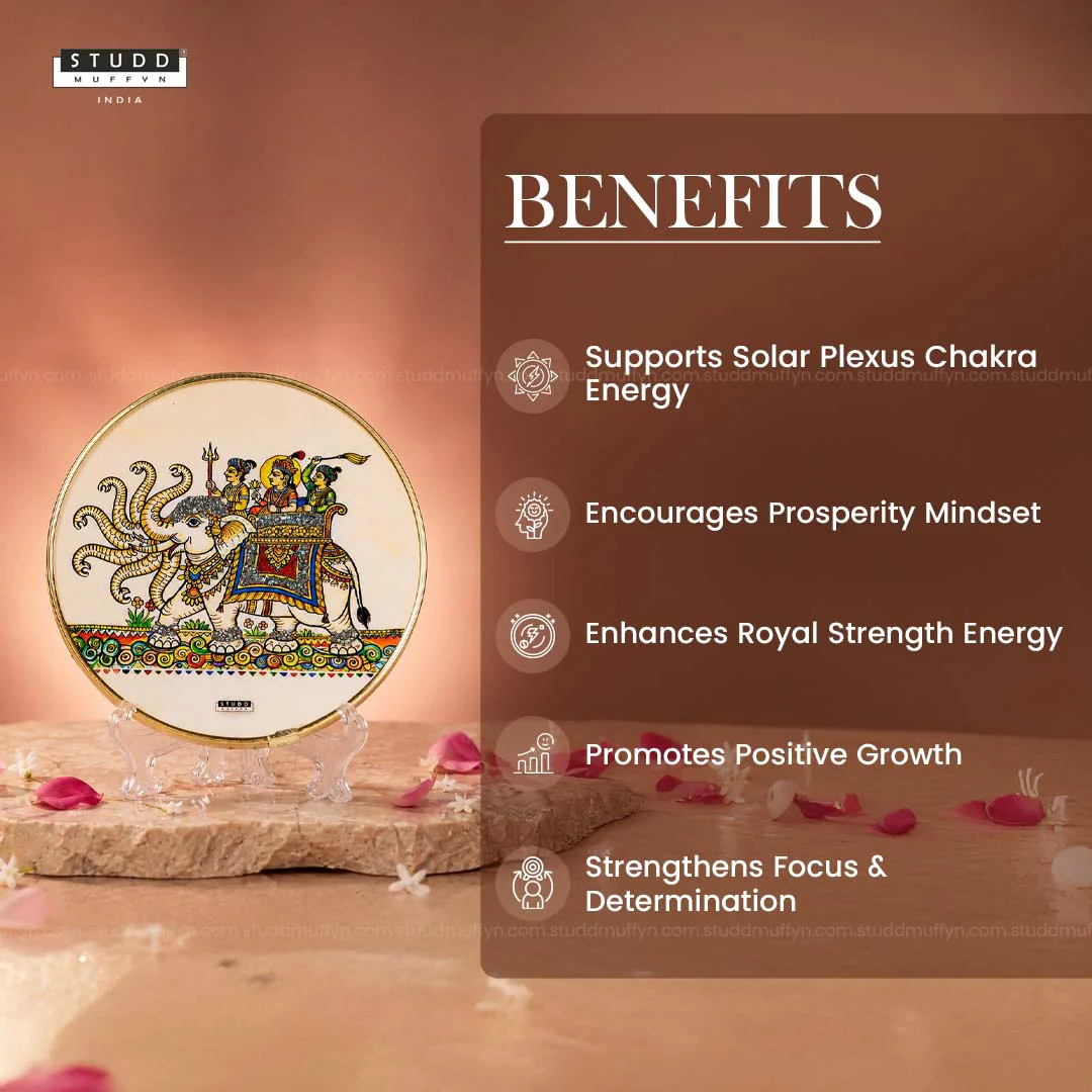 Airavata of Abundance Pyrite Chakra | Phad Art Frame - Image 3