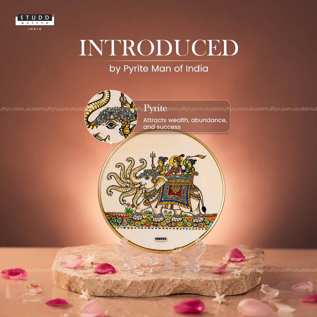 Airavata of Abundance Pyrite Chakra | Phad Art Frame - Image 4
