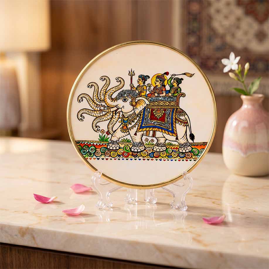 Airavata of Abundance Pyrite Chakra | Phad Art Frame - Image 6