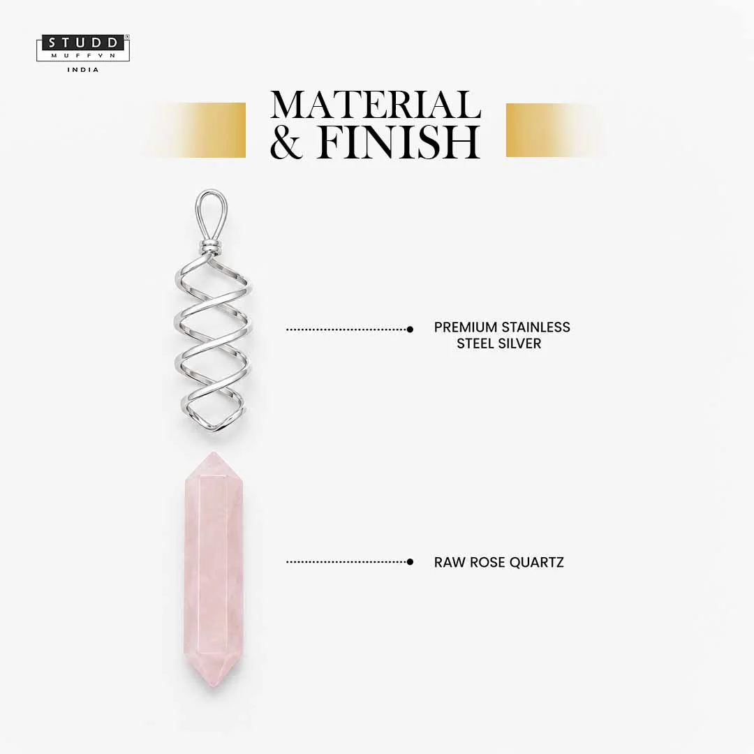 Amethyst and Rose Quartz Crystal Pencil Pendant with 18K Gold-tone Plated Chain - Image 3