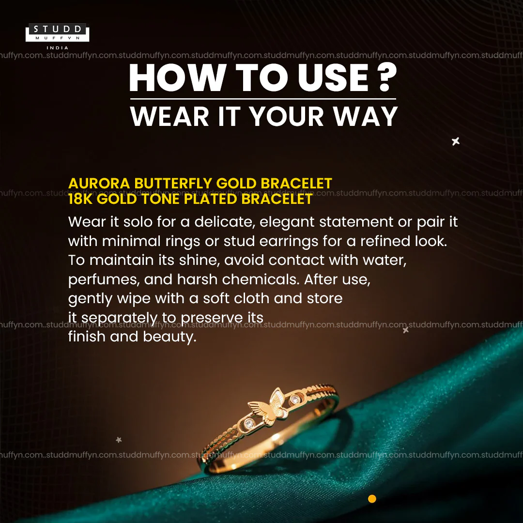 Aurora Butterfly Gold Bracelet - 18K Gold Tone Plated Bracelet - Image 3
