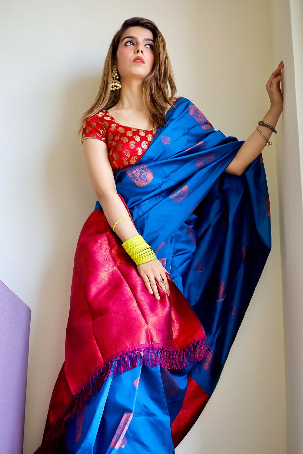 Avimukta I Banarasi Silk Saree I Royal Blue - Image 3