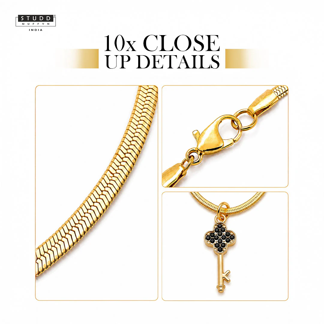 Key Pendant - 24k Gold Plated [ With Chain ] - Image 5