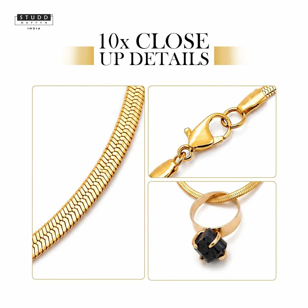 Black Tourmaline & Tiger Eye Pencil Pendant Crystal Pendant with Chain - Image 5