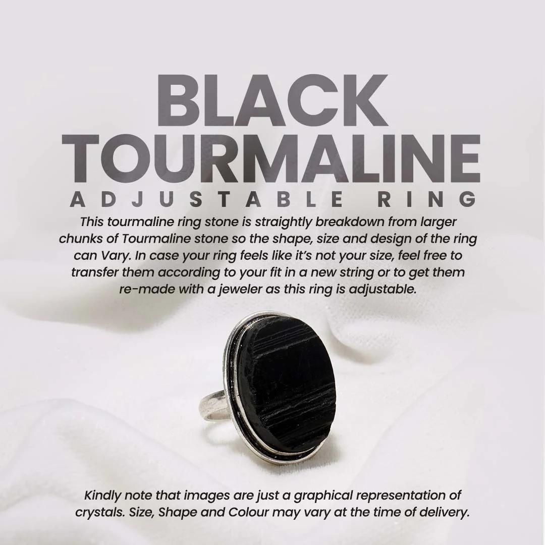 Black Tourmaline Adjustable Ring - Image 3