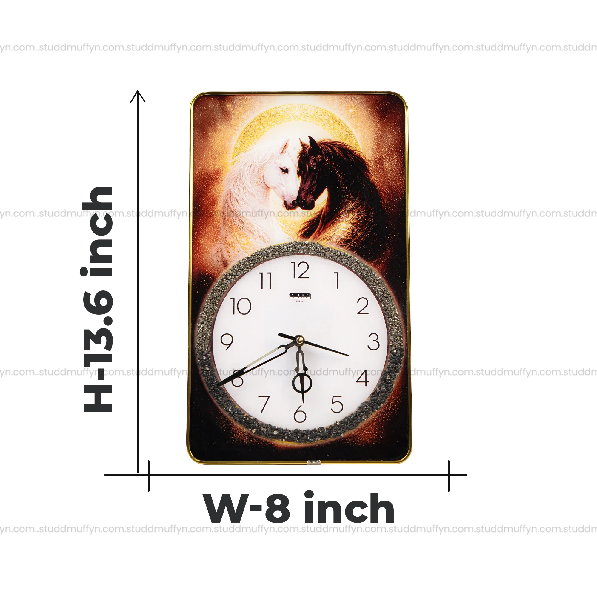 Black-White Horse Duo Riche Rich Clock - Image 6