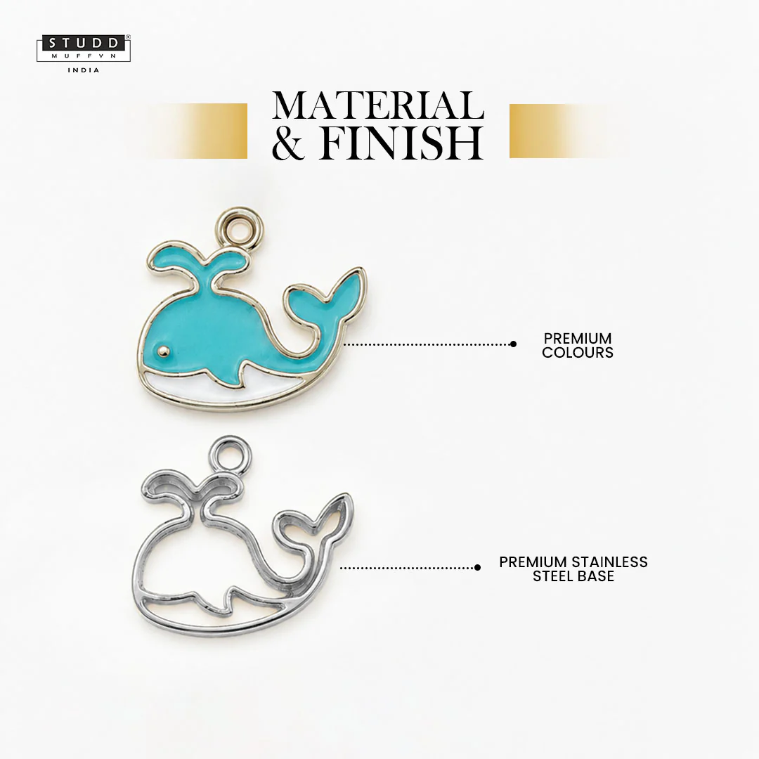 Blue Dolphin Pendant - 24k Gold Plated [ With Chain ] - Image 3