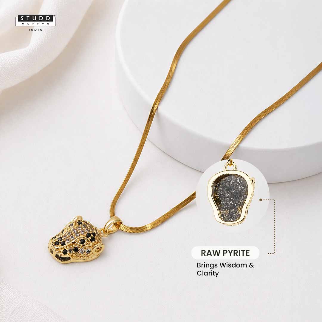 Born to Lead Pyrite Pendant – 24K Gold Tone Plated [With Chain]