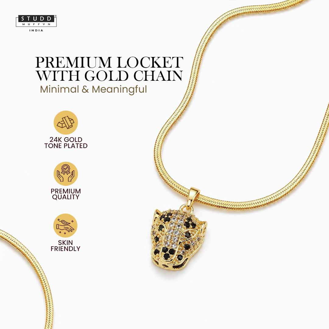 Born to Lead Pyrite Pendant – 24K Gold Tone Plated [With Chain] - Image 2
