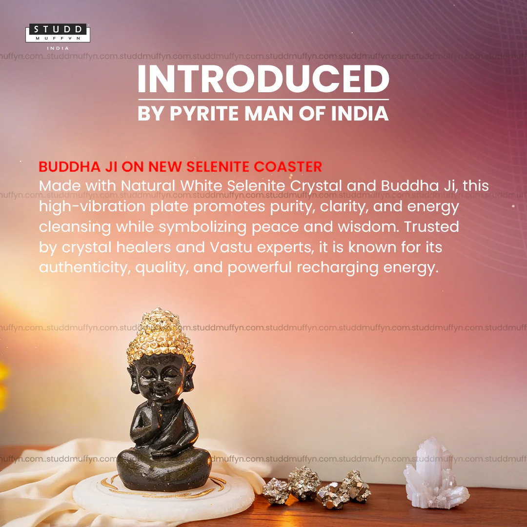 Pyrite Baby Buddha on Selenite Coaster - Image 2