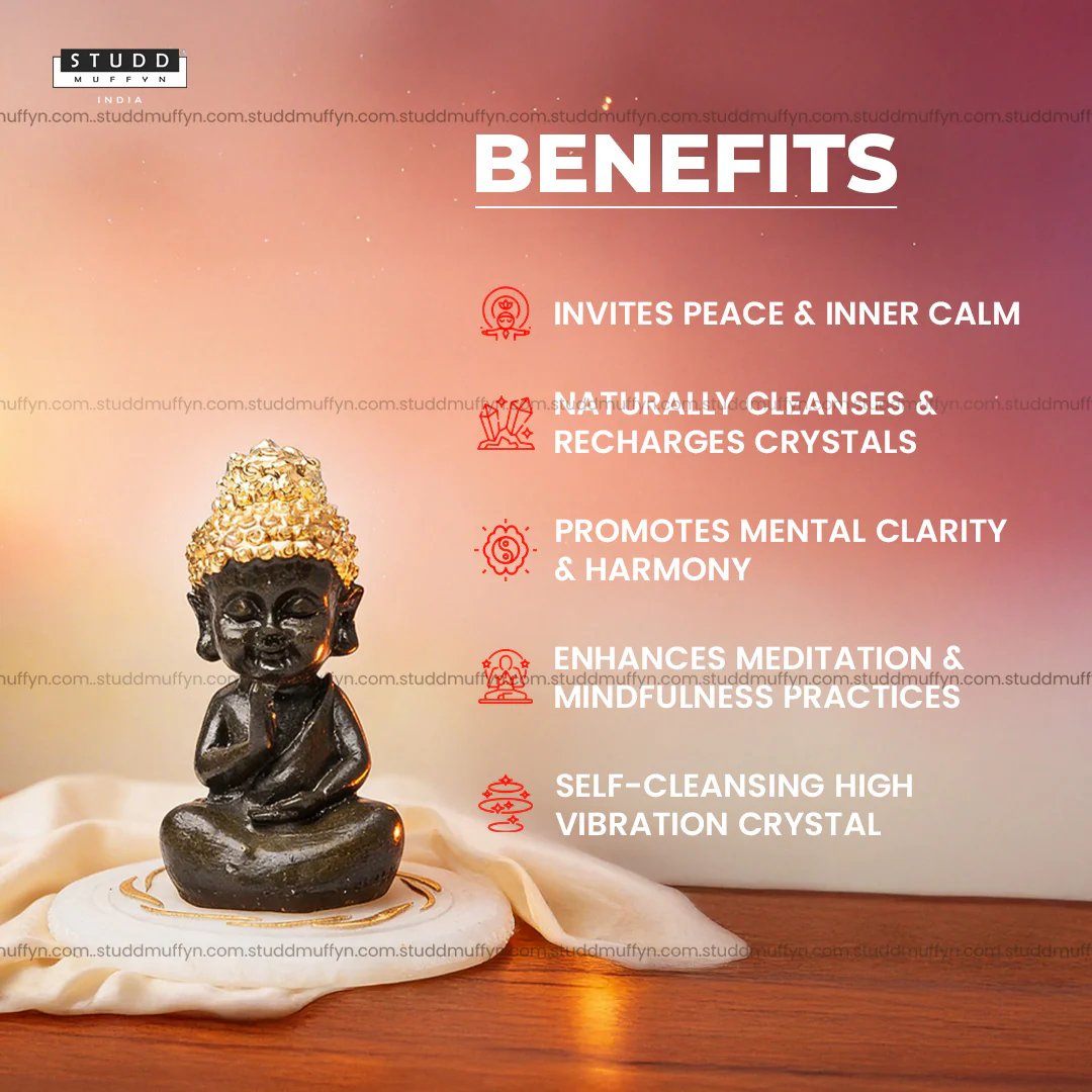 Pyrite Baby Buddha on Selenite Coaster - Image 3