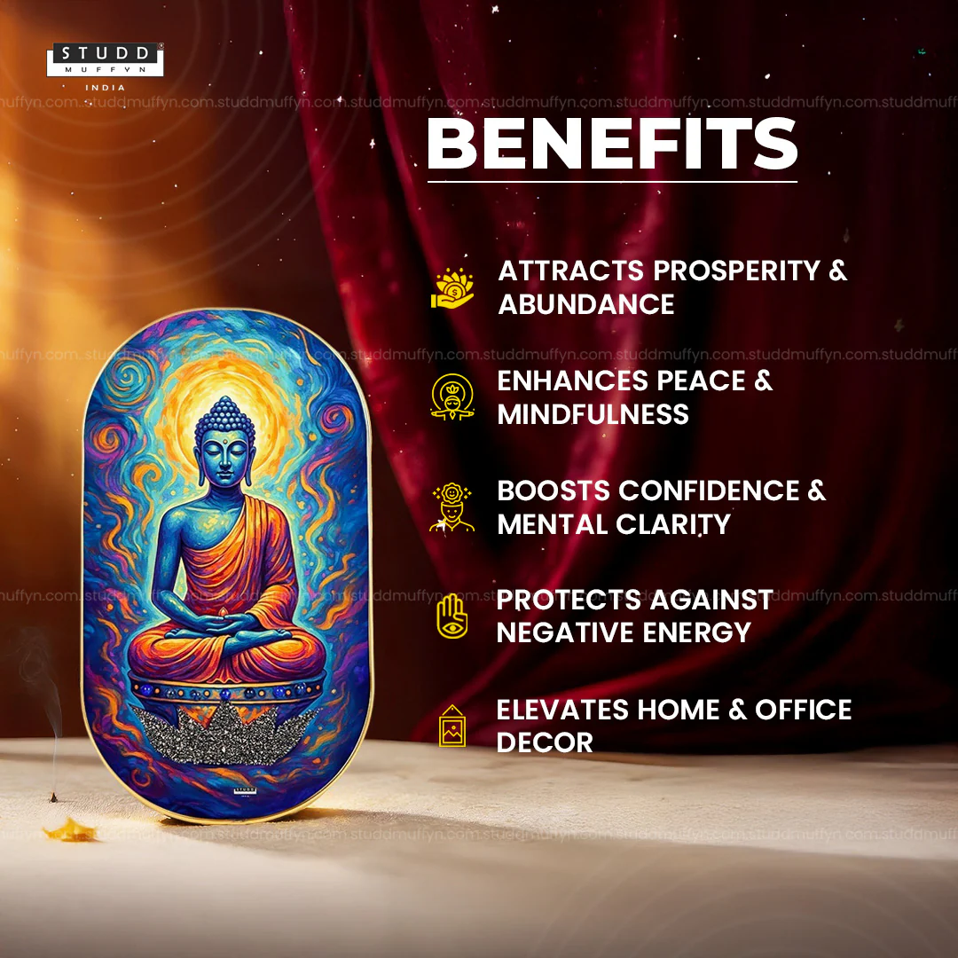 Buddha Pyrite-Lapis Lazuli Frame [ Capsule Shape ] - Image 3