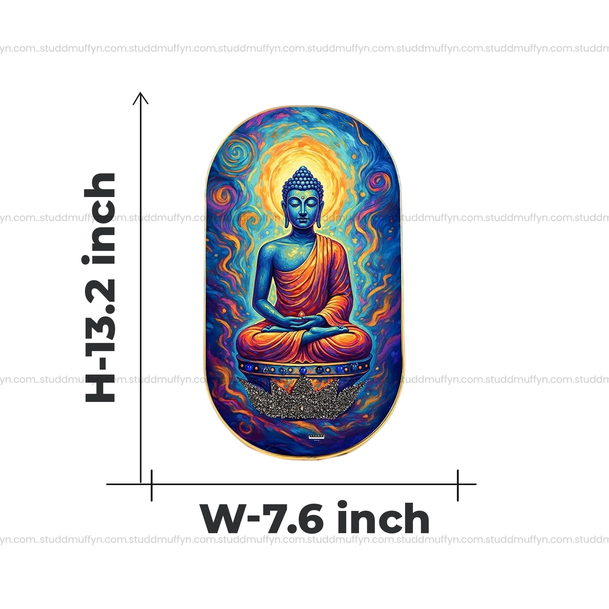 Buddha Pyrite-Lapis Lazuli Frame [ Capsule Shape ] - Image 7