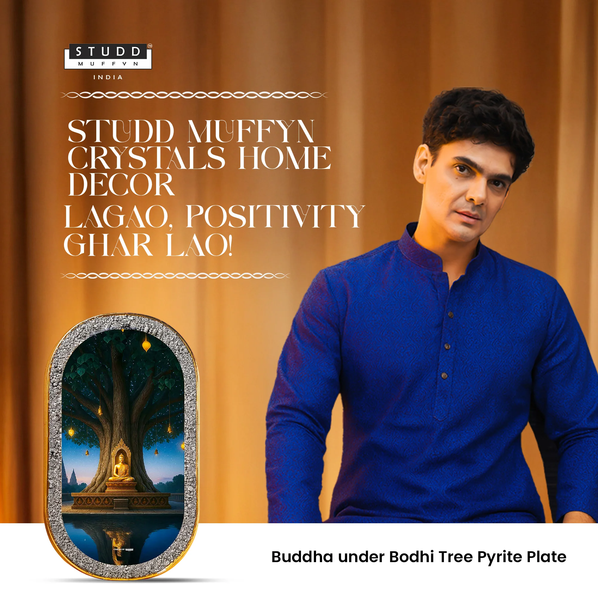 Buddha under Bodhi Tree Pyrite Plate [Capsule shape] - Image 5