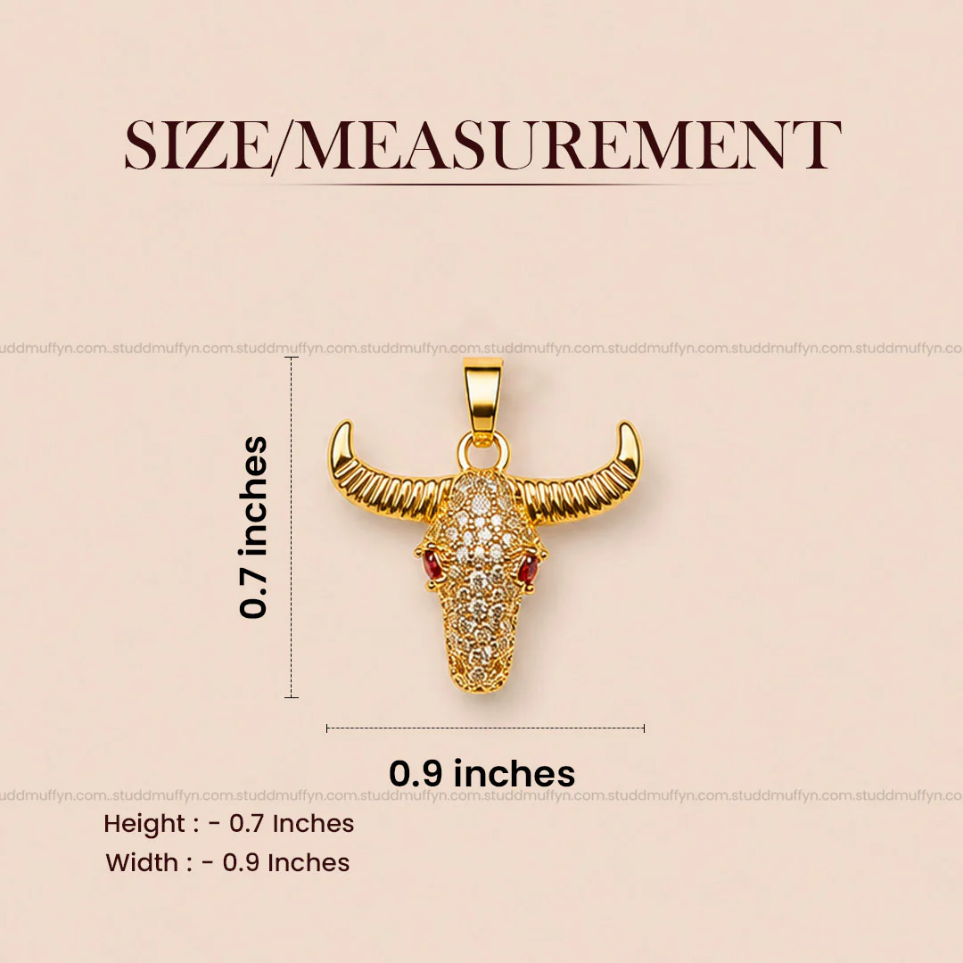 Guardian Bull Pendant - 24k Gold Tone Plated [ Black Chain ] - Image 10