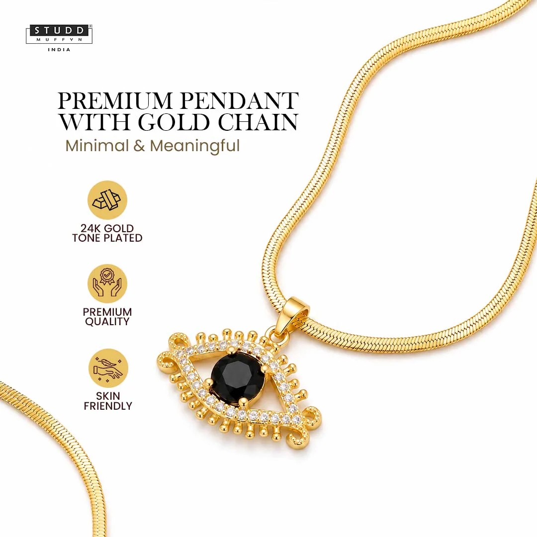 Celestial Eye Pendant – 24K Gold Tone Plated [With Chain] - Image 2