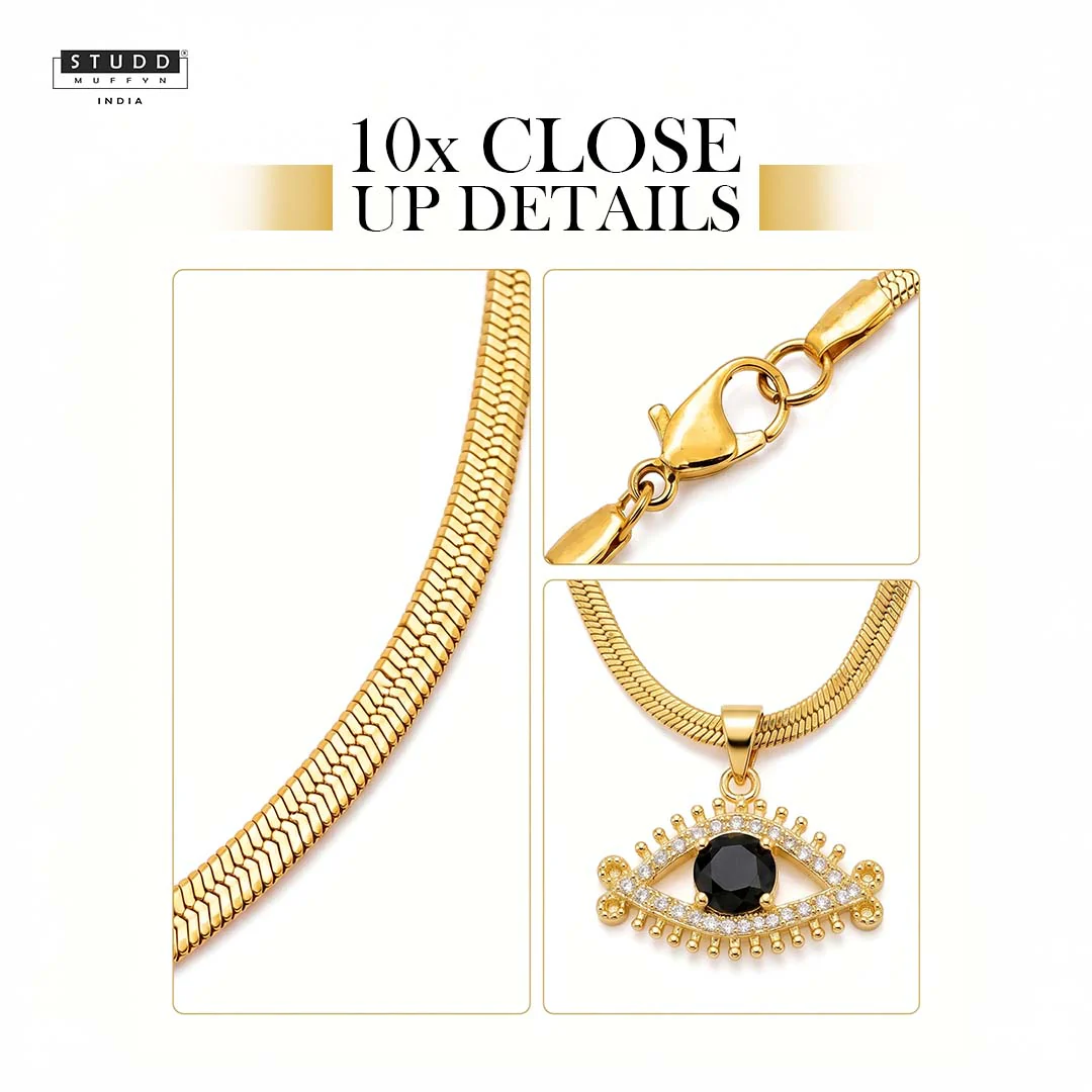 Celestial Eye Pendant – 24K Gold Tone Plated [With Chain] - Image 5
