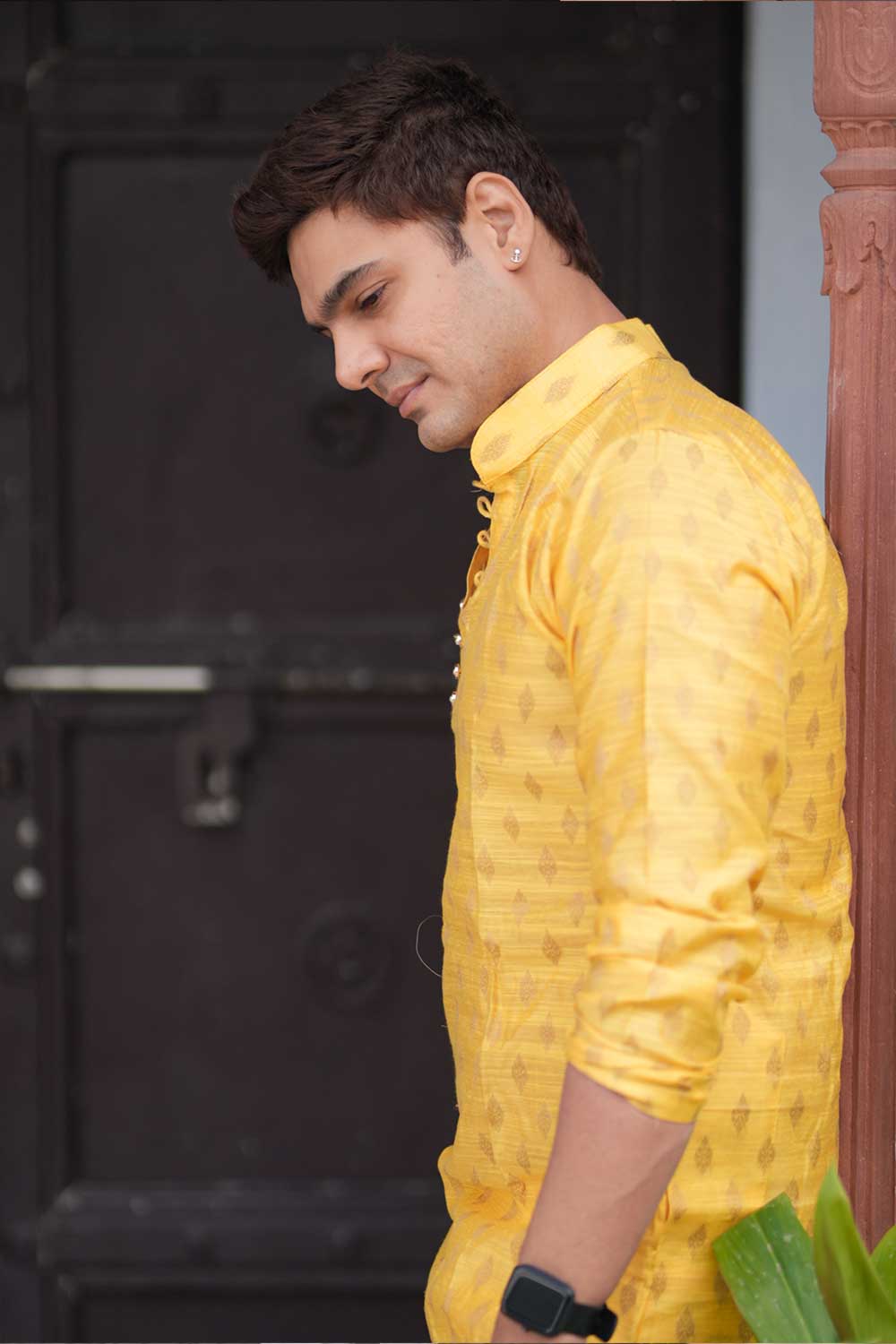 Chanderi Silk Yellow Kurta - Image 6