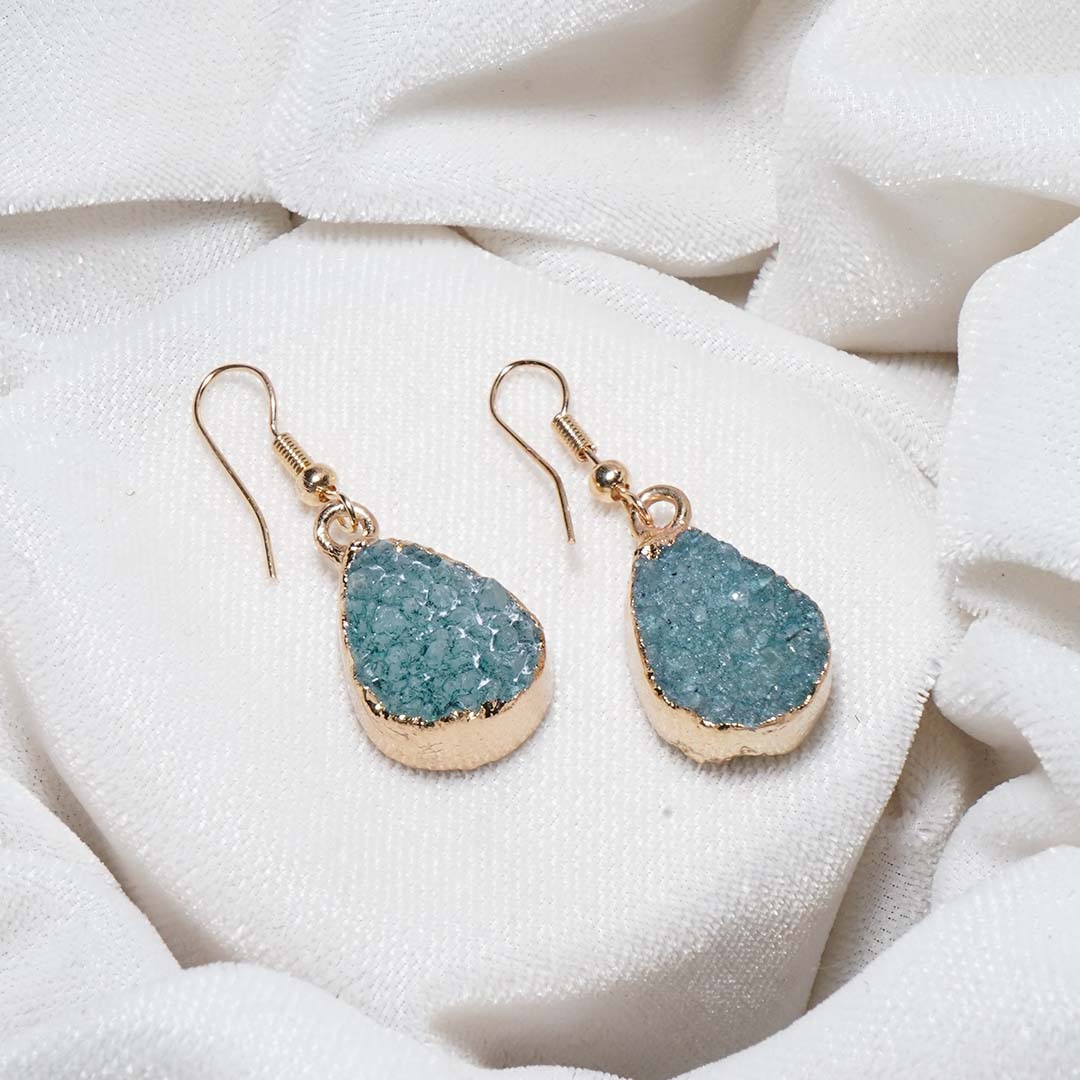 Drusy Stone Earrings Blue