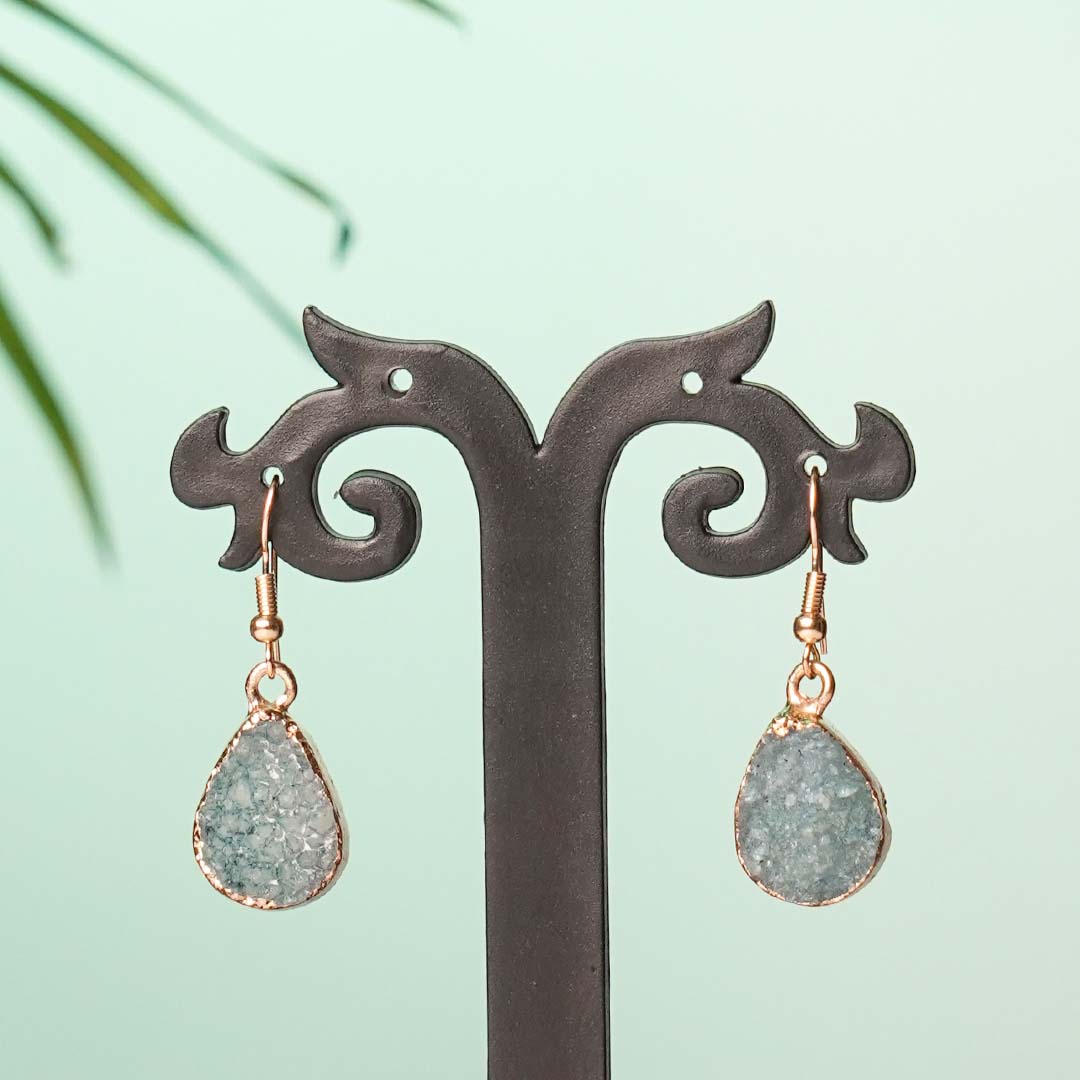 Drusy Stone Earrings Blue - Image 3