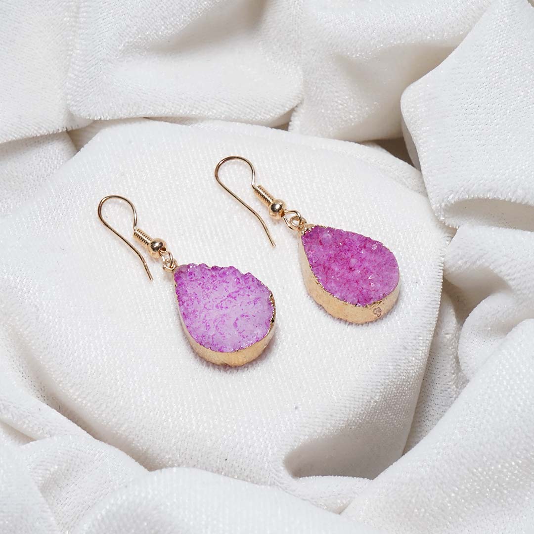 Drusy Stone Earrings Pink