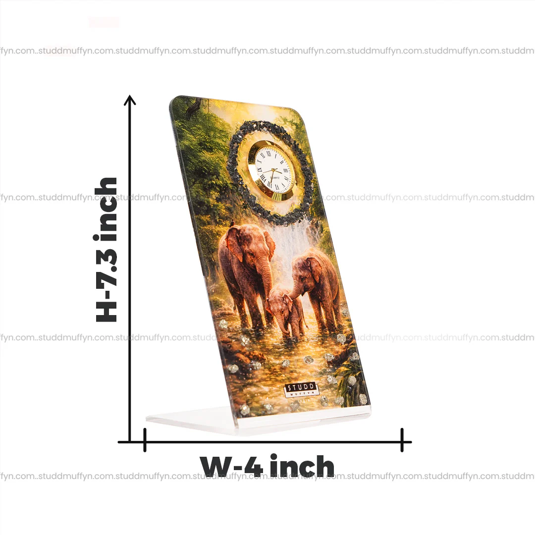 Elephant Family Riche-Riche Crystal Table Clock - Image 6