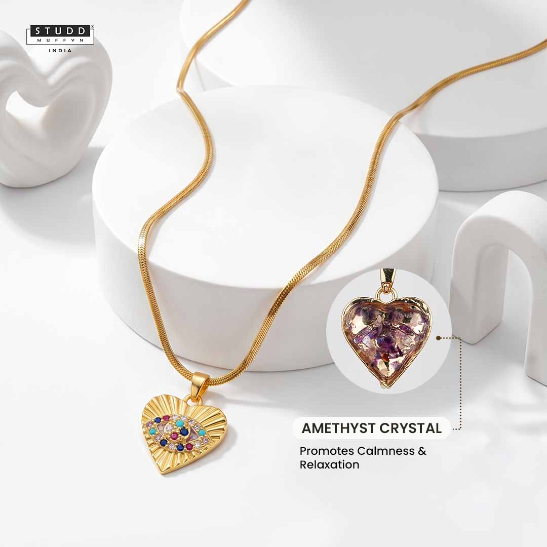 Crystal Pendant Eye of Affection – 24K Gold Tone Plated [With Chain]