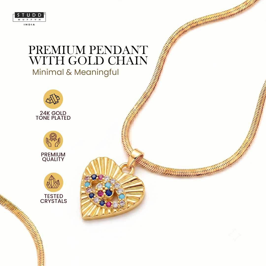 Crystal Pendant Eye of Affection – 24K Gold Tone Plated [With Chain] - Image 2