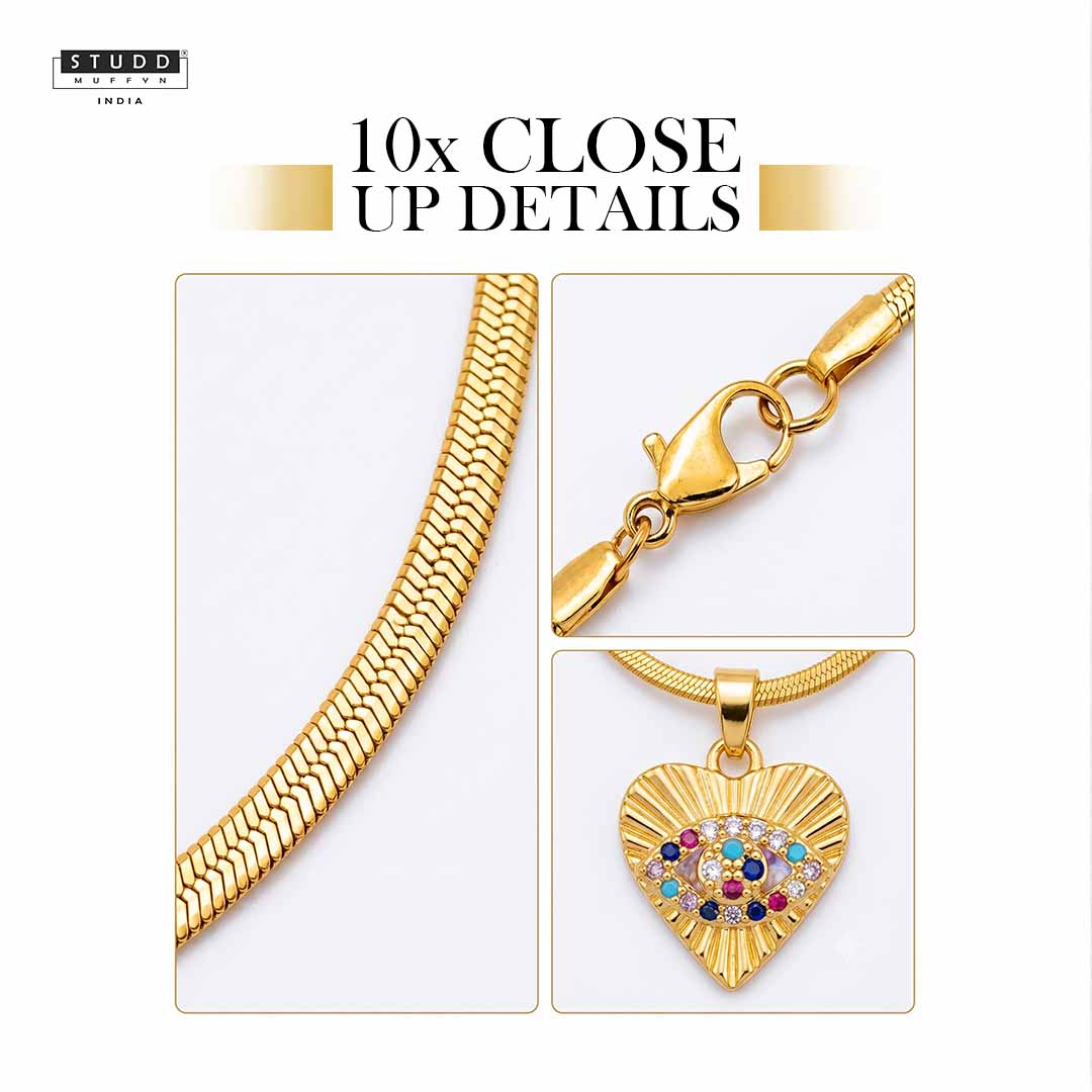 Crystal Pendant Eye of Affection – 24K Gold Tone Plated [With Chain] - Image 5