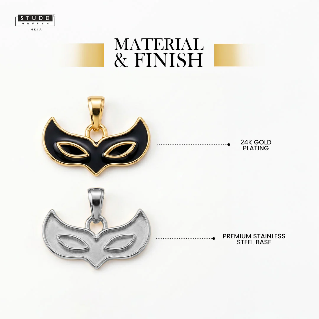 Face Mask Pendant - 24k Gold Plated [ With Chain ] - Image 3