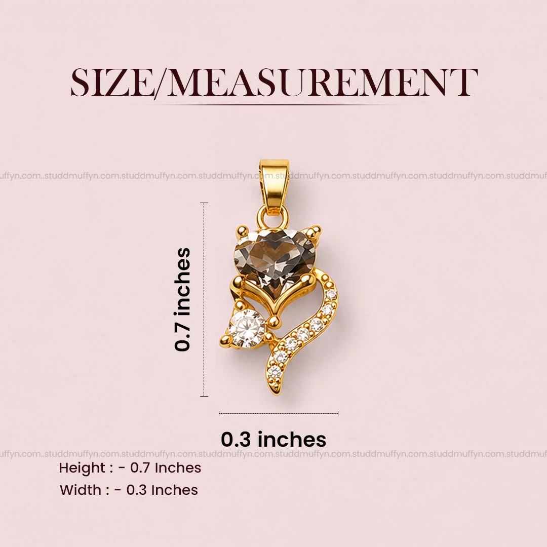 Wisdom Fox Pendant - 24k Gold Tone Plated [ With Chain ] - Image 9