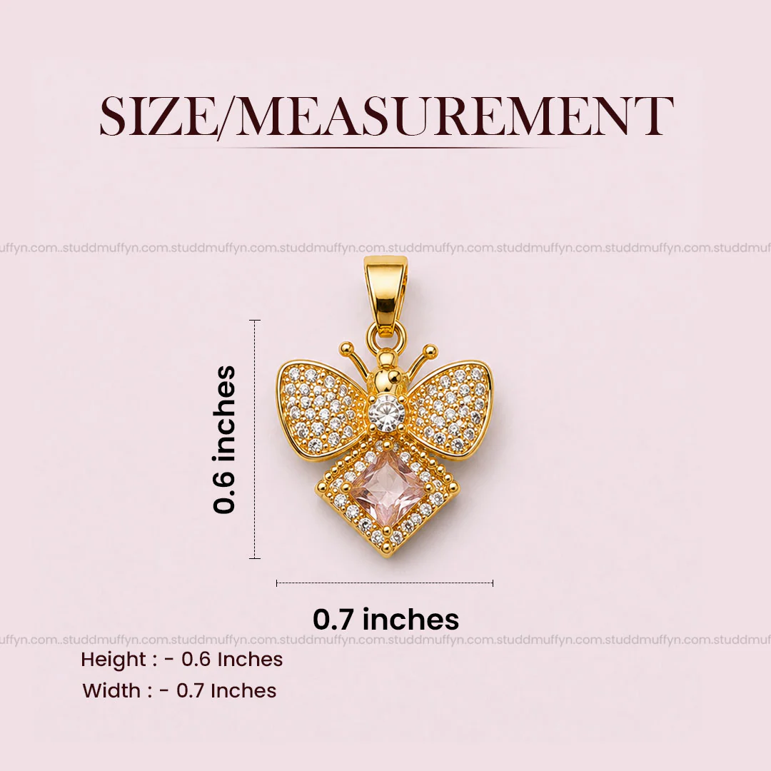 FreeFlow Butterfly Crystal Pendant – 24K Gold Tone Plated [ With Chain ] - Image 8