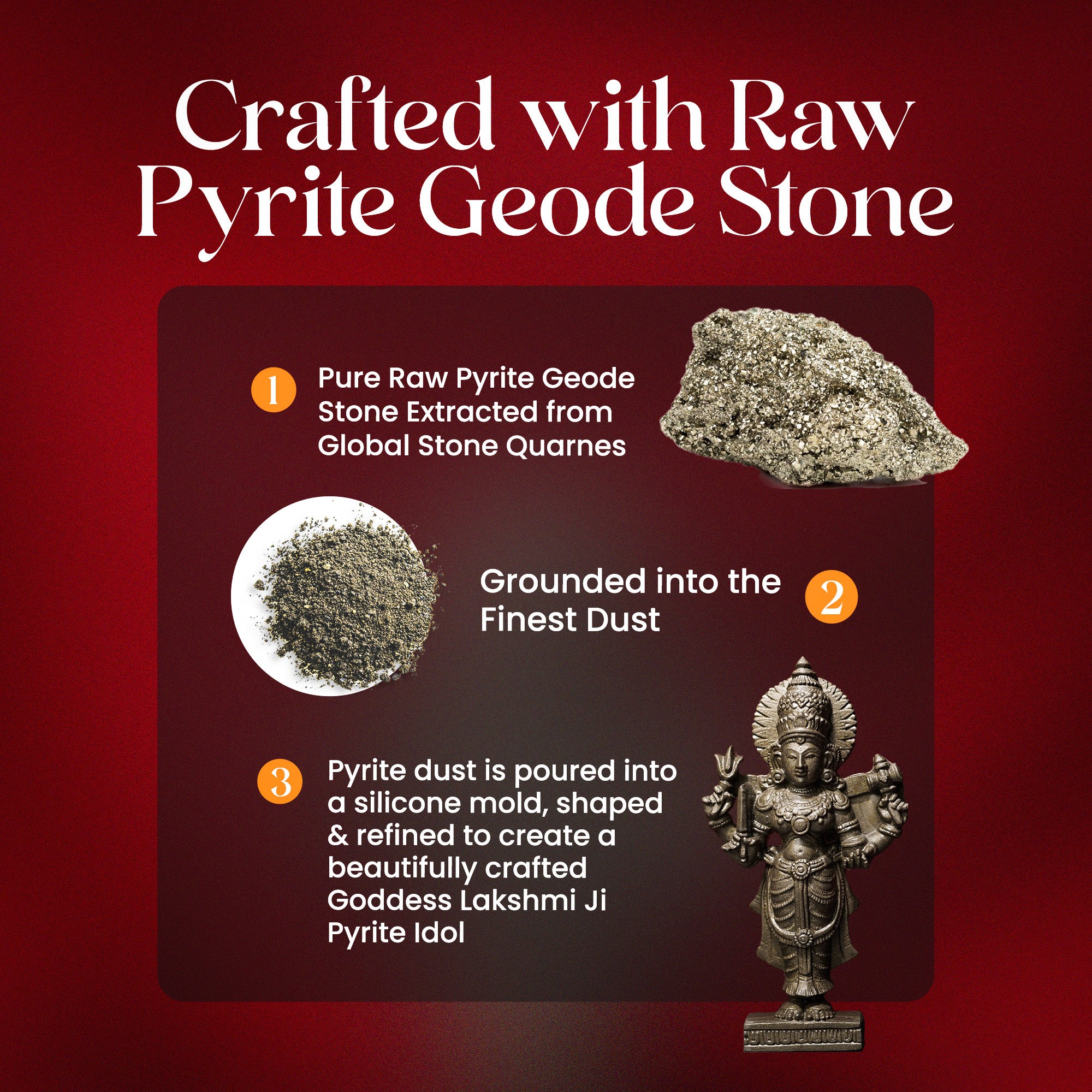 Goddess Lakshmi Ji Pyrite Idol With coaster - Image 3