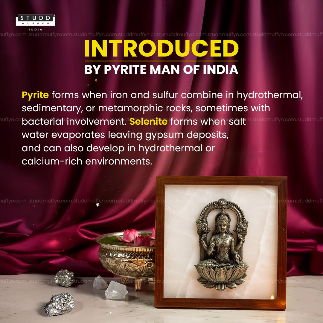 Goddess Lakshmi Pyrite-Selenite 3D Plate (Complimentary wooden frame) - Image 3