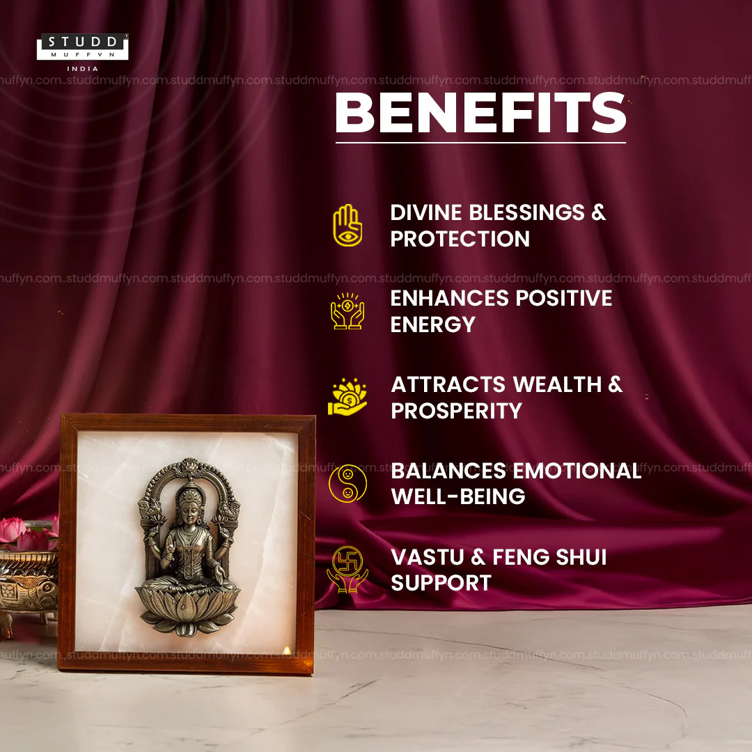 Goddess Lakshmi Pyrite-Selenite 3D Plate (Complimentary wooden frame) - Image 4