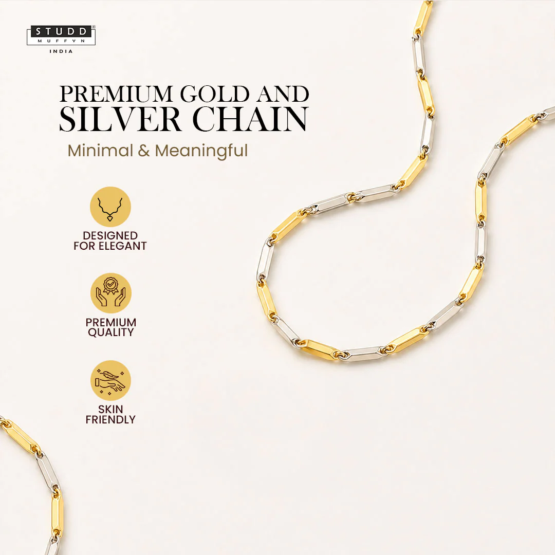 Gold and Silver Rice Chain 3MM - Image 2