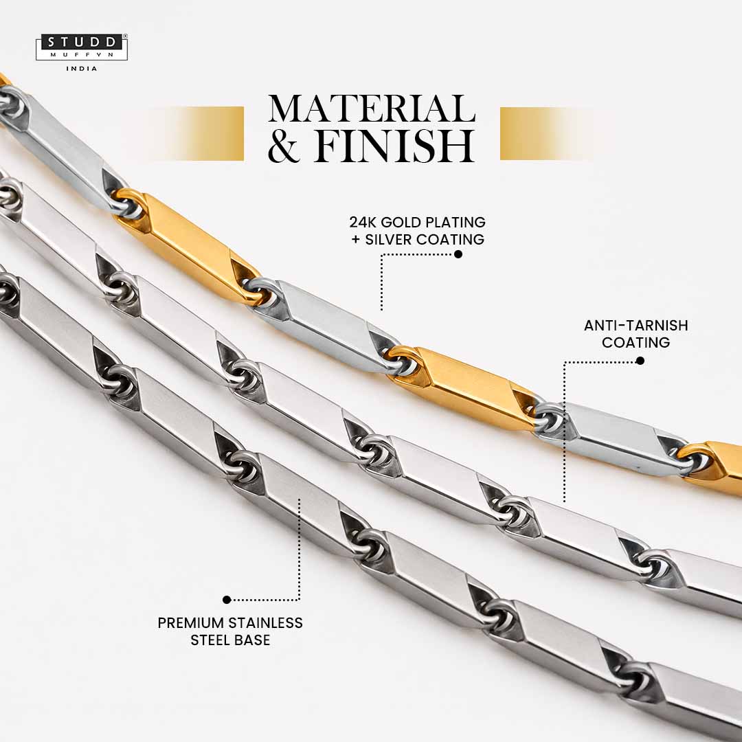 Gold and Silver Rice Chain 3MM - Image 3