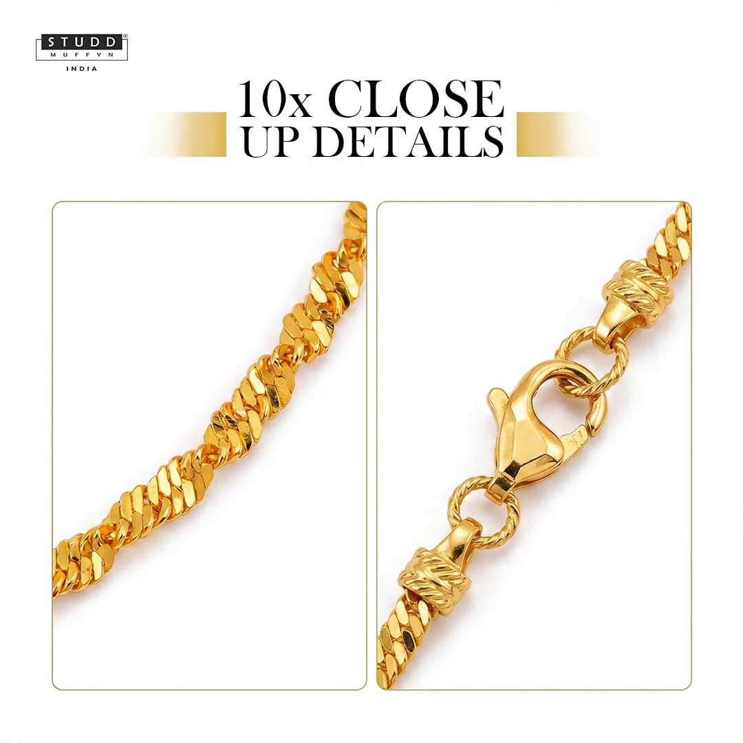 Golden Twisted Chain - 24K Gold Tone Plated [ Pack of 2 ] - Image 4