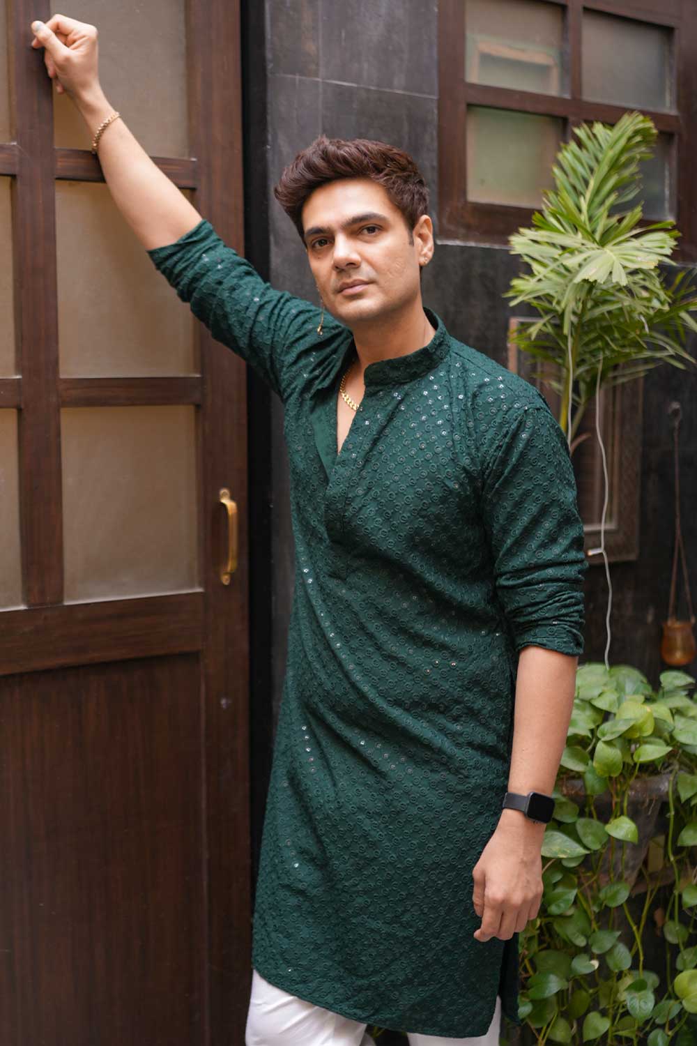 Green Chikankari Kurta - Image 4