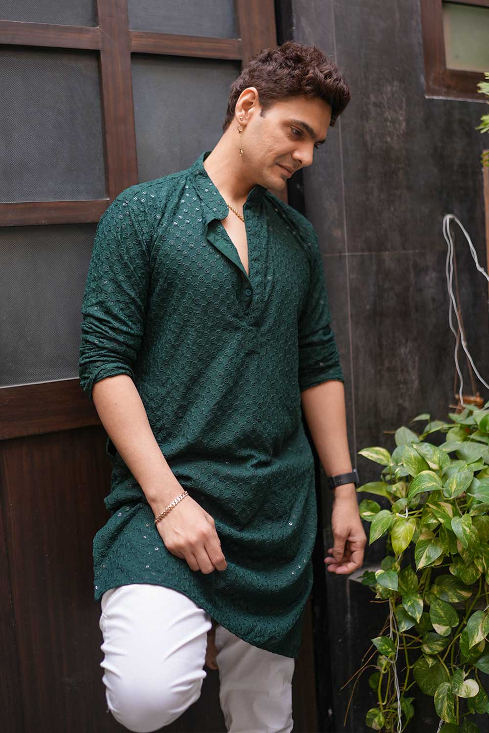 Green Chikankari Kurta - Image 5