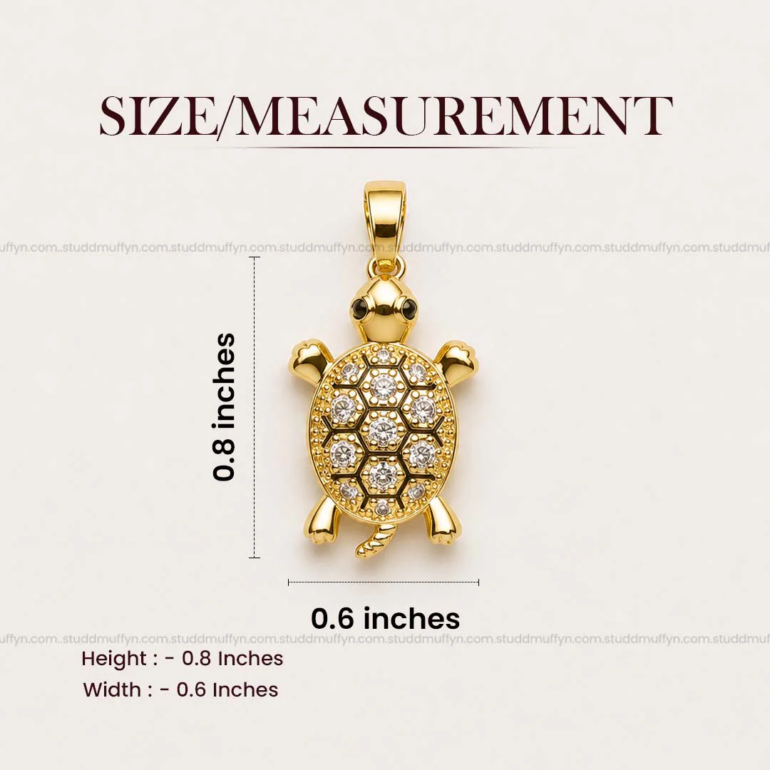 Golden Tortoise Crystal Pendant – 24K Gold Tone Plated [ With Chain ] - Image 9