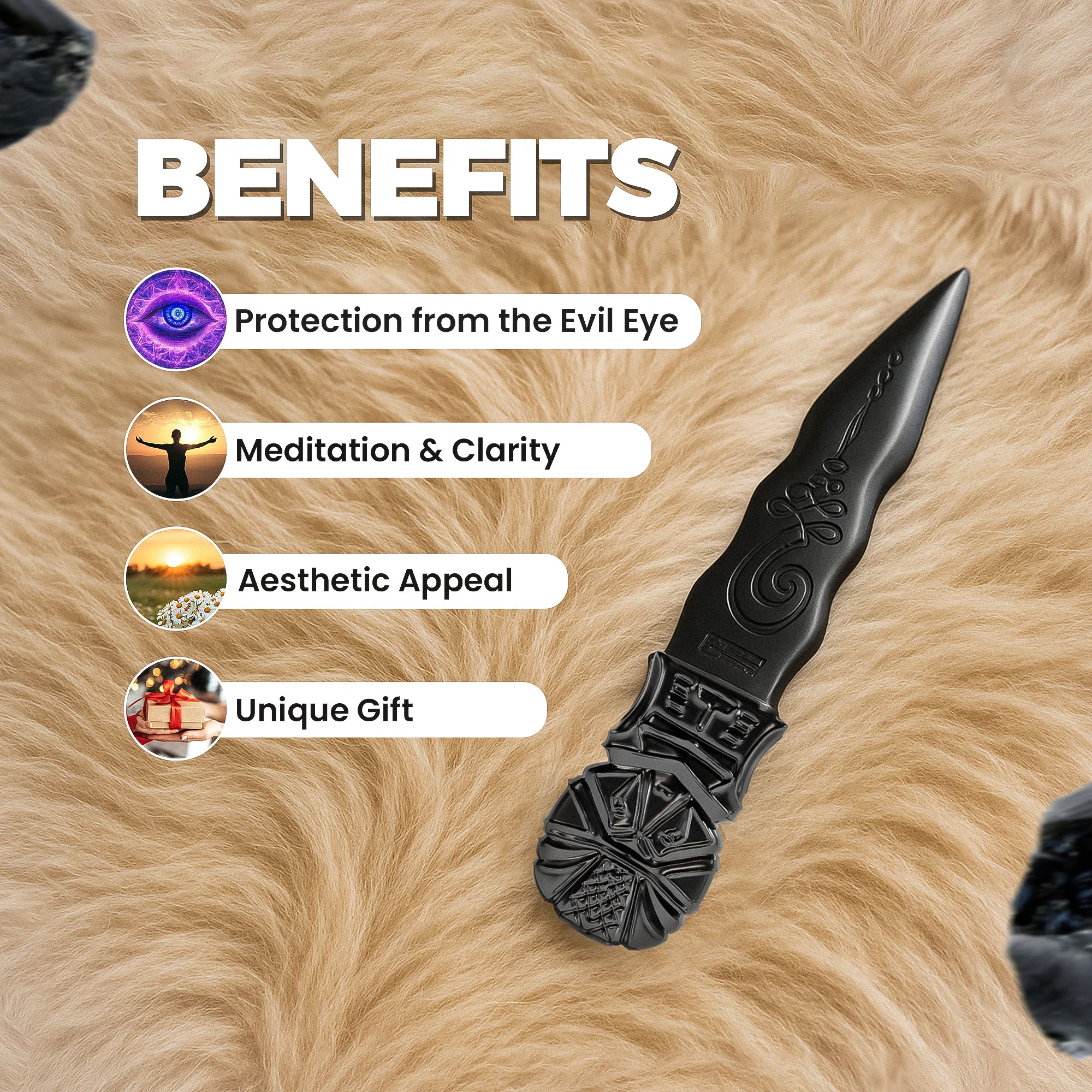 Black Tourmaline Knife - Image 2