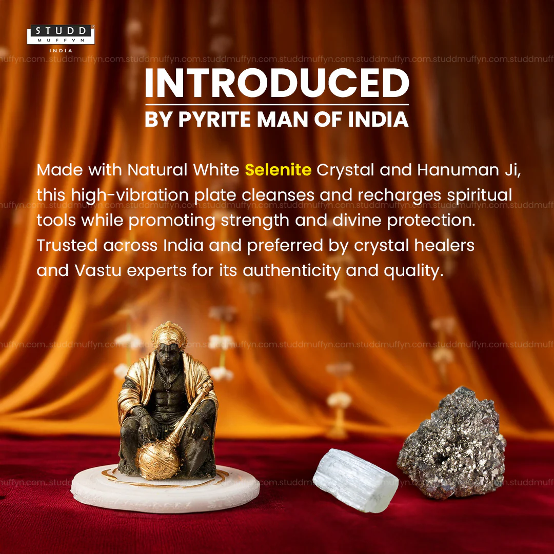 Pyrite Hanuman Ji on Selenite Coaster - Image 2
