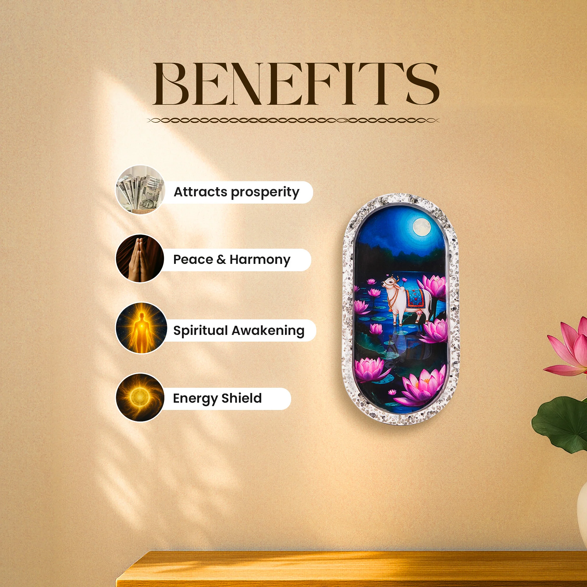 Kamdhenu Lotus Pyrite Trinket Tray [Capsule Shape] - Image 3