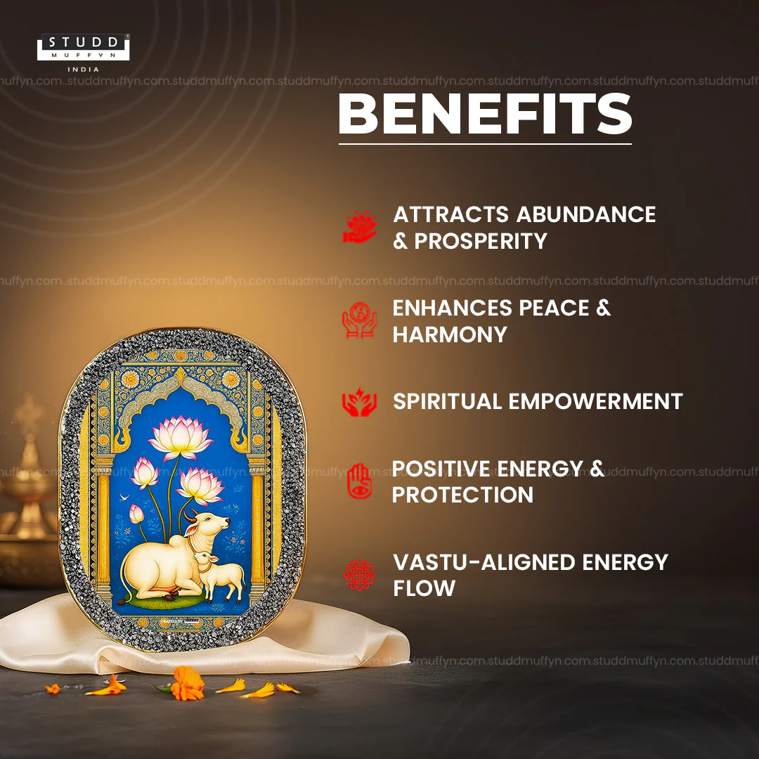 Kamdhenu with Lotus Pyrite Plate [ Rounded Rectangle ] - Image 3