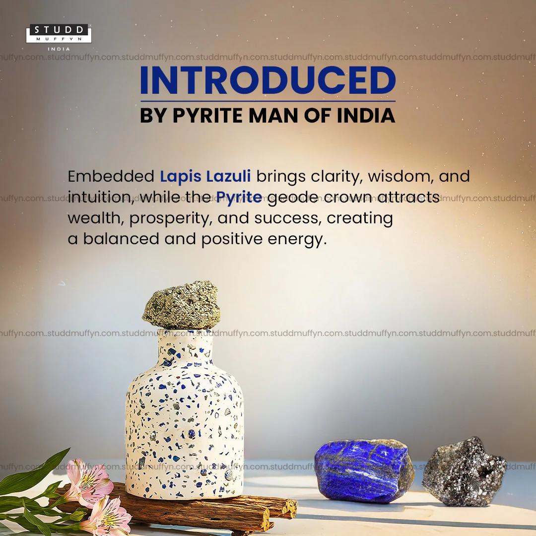 Lapis Lazuli Wishlist Vase With Pyrite Geode - Image 2
