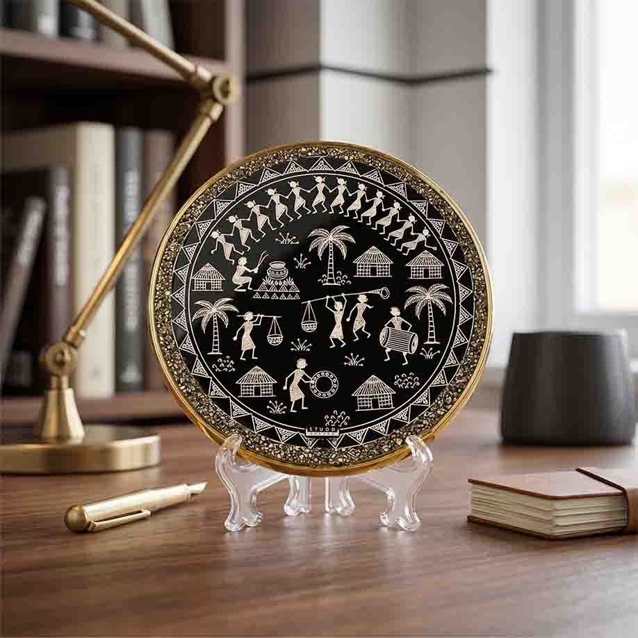 Tarpa Harmony Pyrite Circle | Warli Art Frame - Image 6